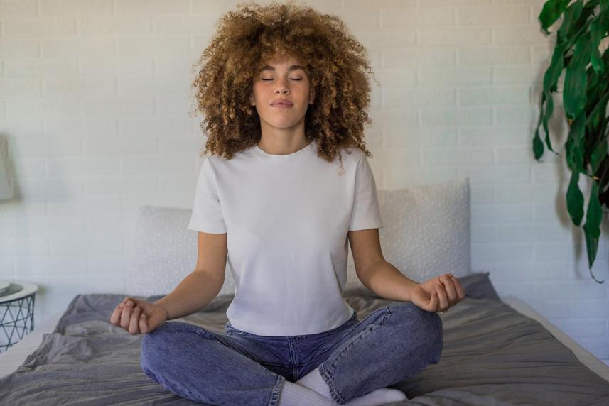 A woman meditating